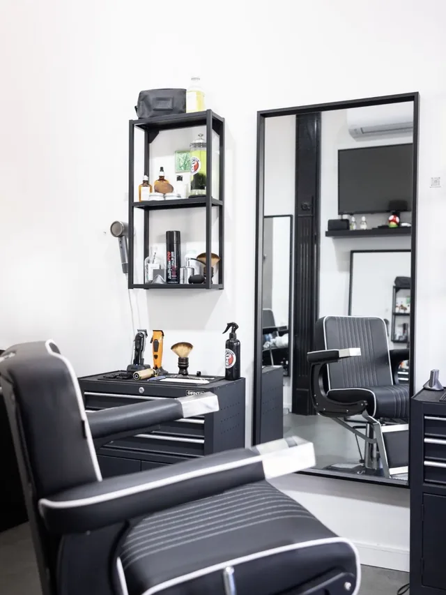 A barber chair and tools ready at Antisystem Barbershop, 124B Roscoe St, Bondi Beach
